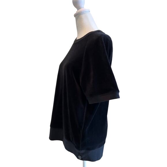 Todd Snyder Shirt SZM Velvet Short Sleeve Pullover Black Round Neck Women - Picture 3 of 10